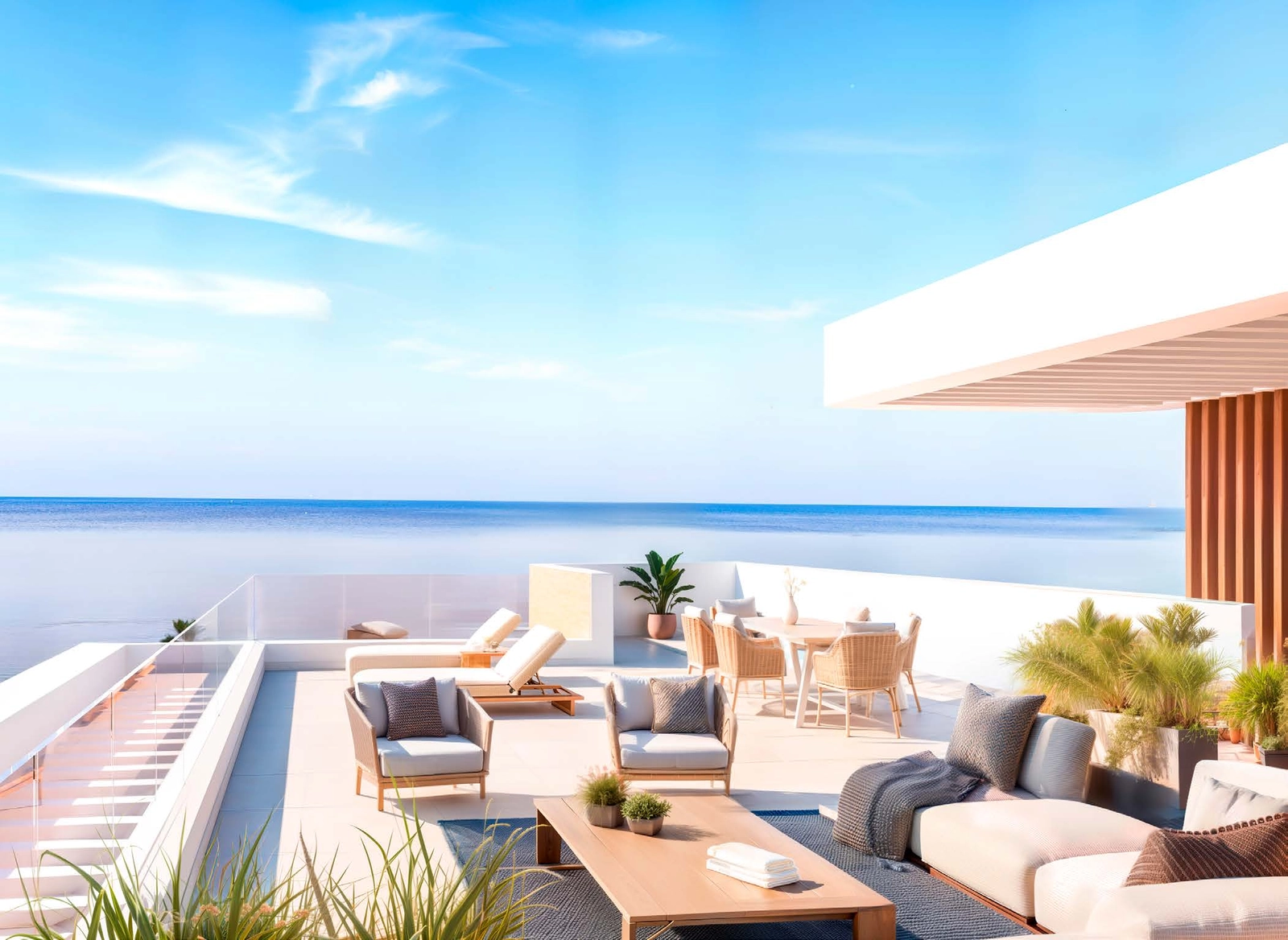 Generosos espacios de vida al aire libre diseñados para disfrutar del excepcional clima de la Costa del Sol.