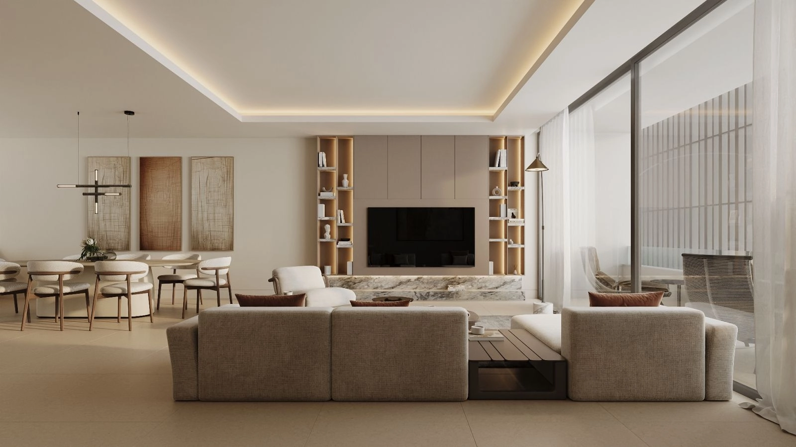 Una amplia zona de salón y comedor perfecta para recibir invitados o disfrutar de momentos tranquilos en familia.