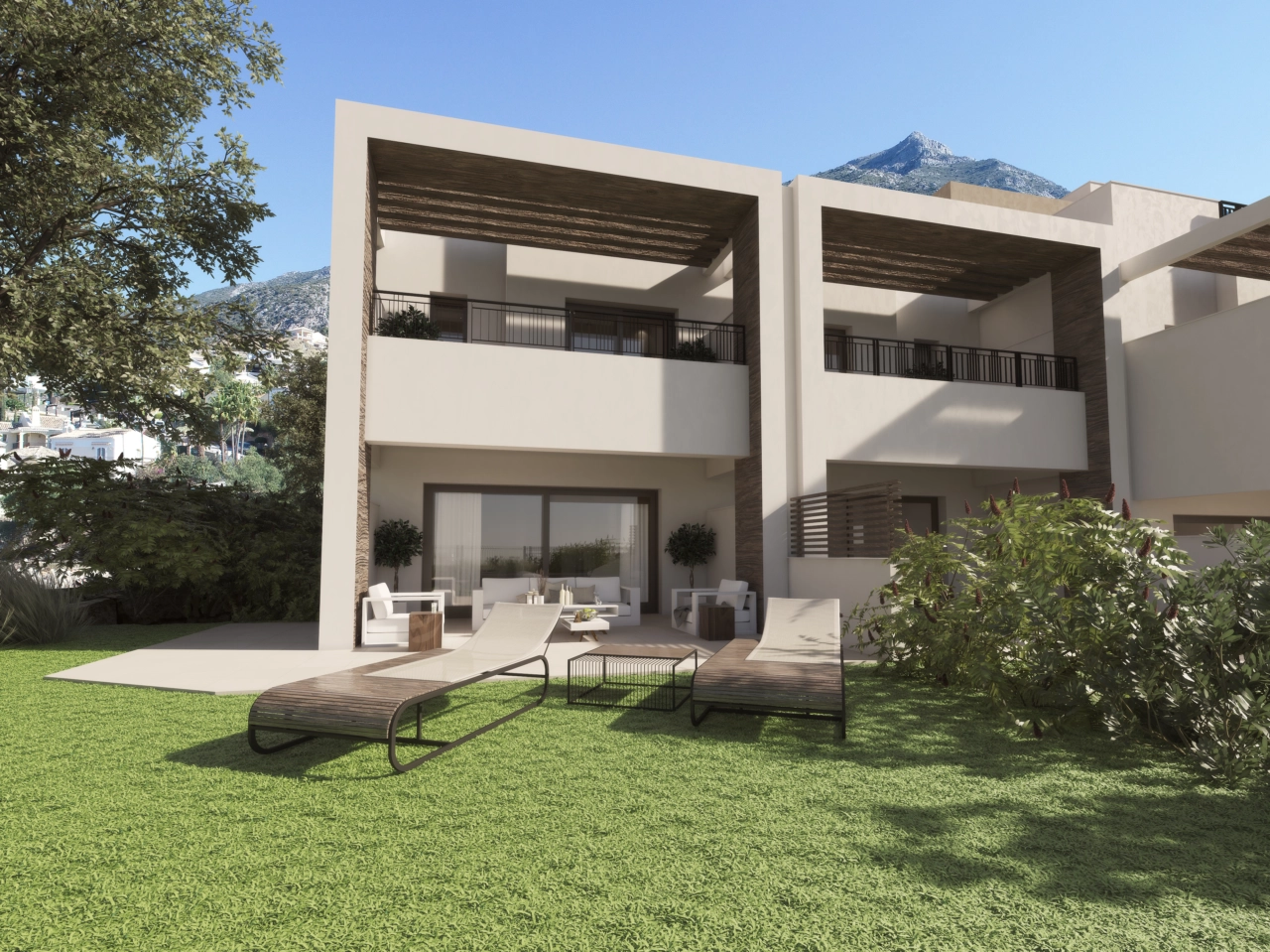 Cada vivienda cuenta con un jardín privado, conectando a la perfección la zona de estar con el exterior.