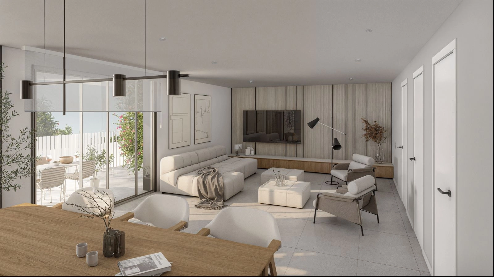 Zonas de estar luminosas y espaciosas, diseñadas para el confort, que se abren sin interrupciones a la terraza privada.