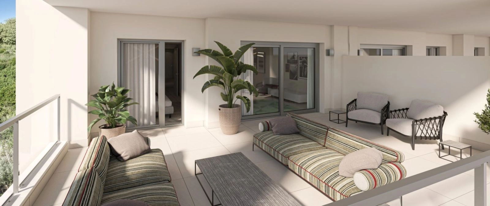 Las amplias terrazas privadas ofrecen el escenario perfecto para cenar, entretenerse o simplemente relajarse al sol.