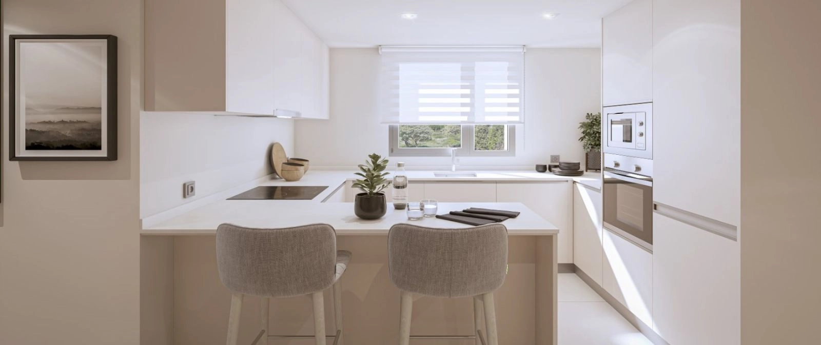 Las cocinas elegantes y funcionales vienen totalmente equipadas con electrodomésticos de primera calidad y acabados de alta gama.