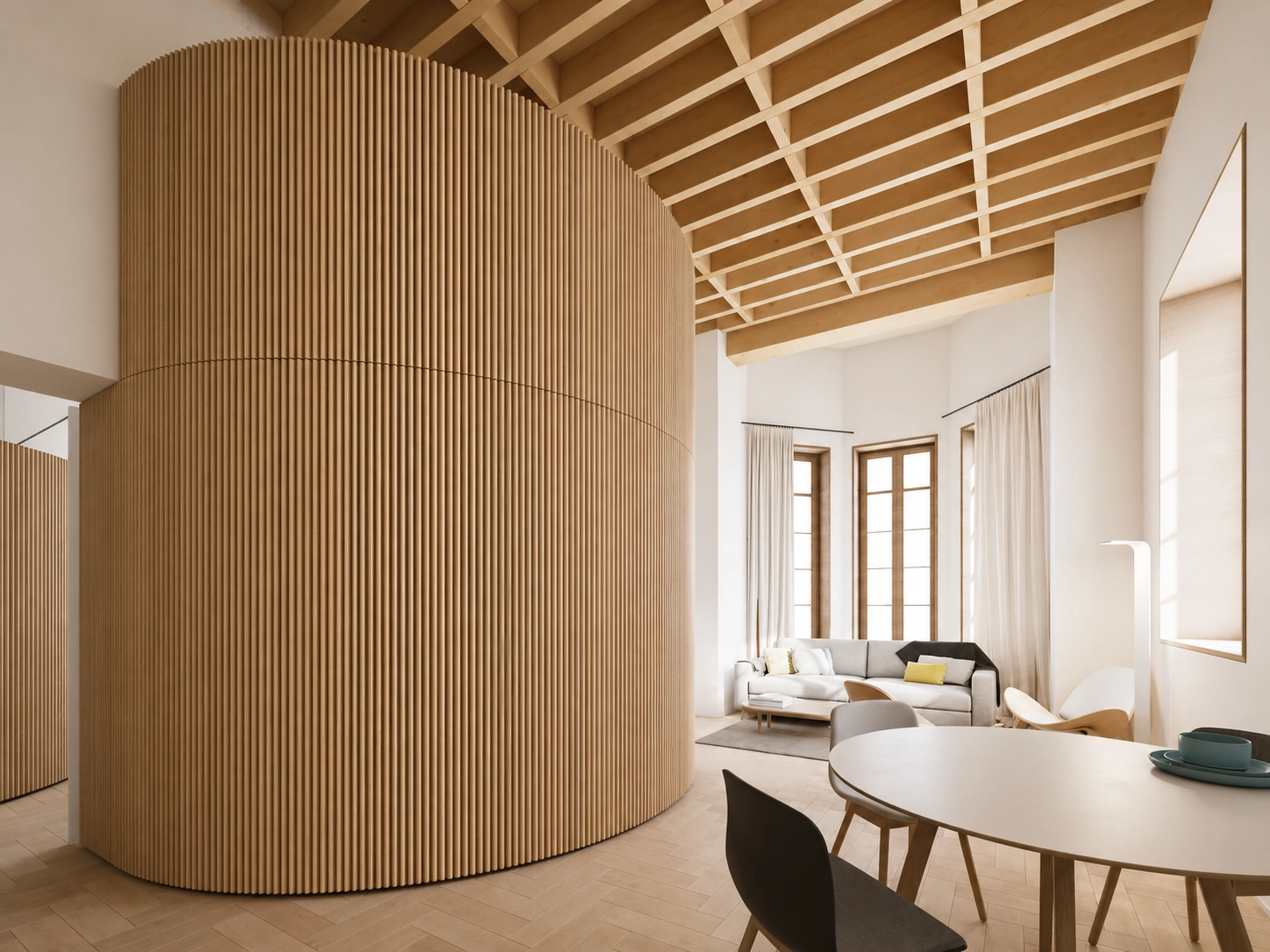 Las zonas de salón y comedor de planta abierta están diseñadas para la vida moderna, con detalles arquitectónicos únicos.