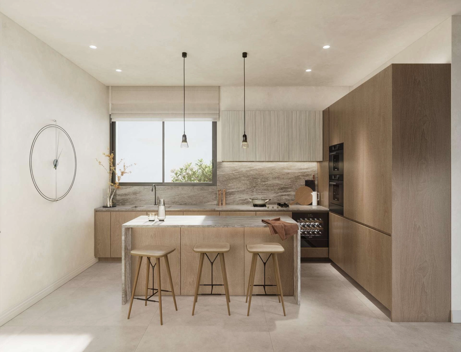 Las cocinas modernas están completamente equipadas con electrodomésticos de alta calidad y acabadas con materiales elegantes y duraderos.