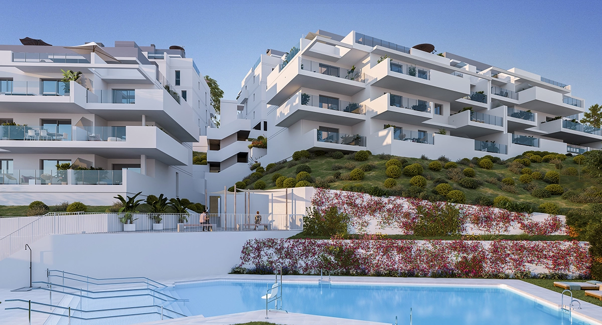Disfrute de días de ocio junto a la atractiva piscina para residentes, un oasis de calma dentro de la urbanización.