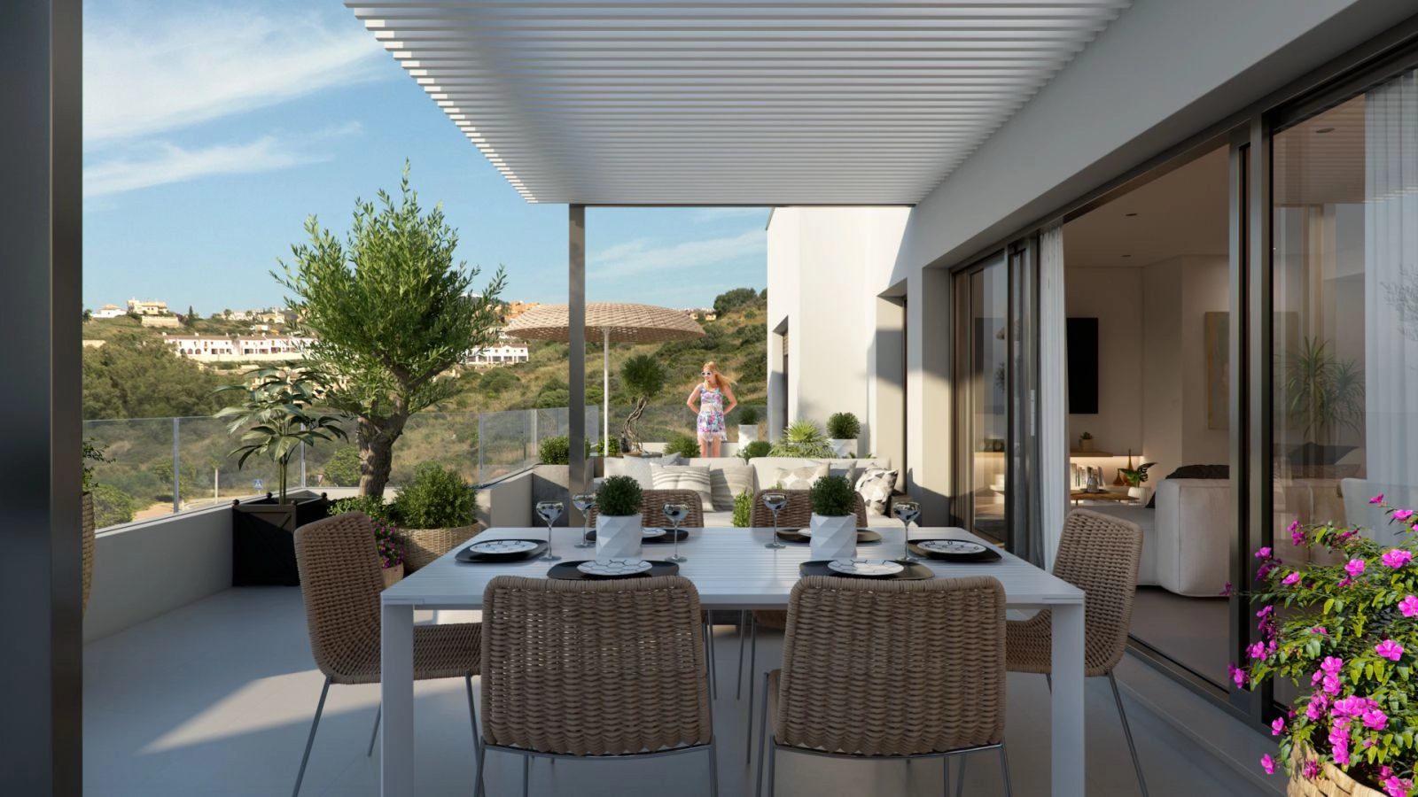 Disfrute de cenas con familiares y amigos en su terraza privada, rodeado de un hermoso paisaje y la brisa marina.