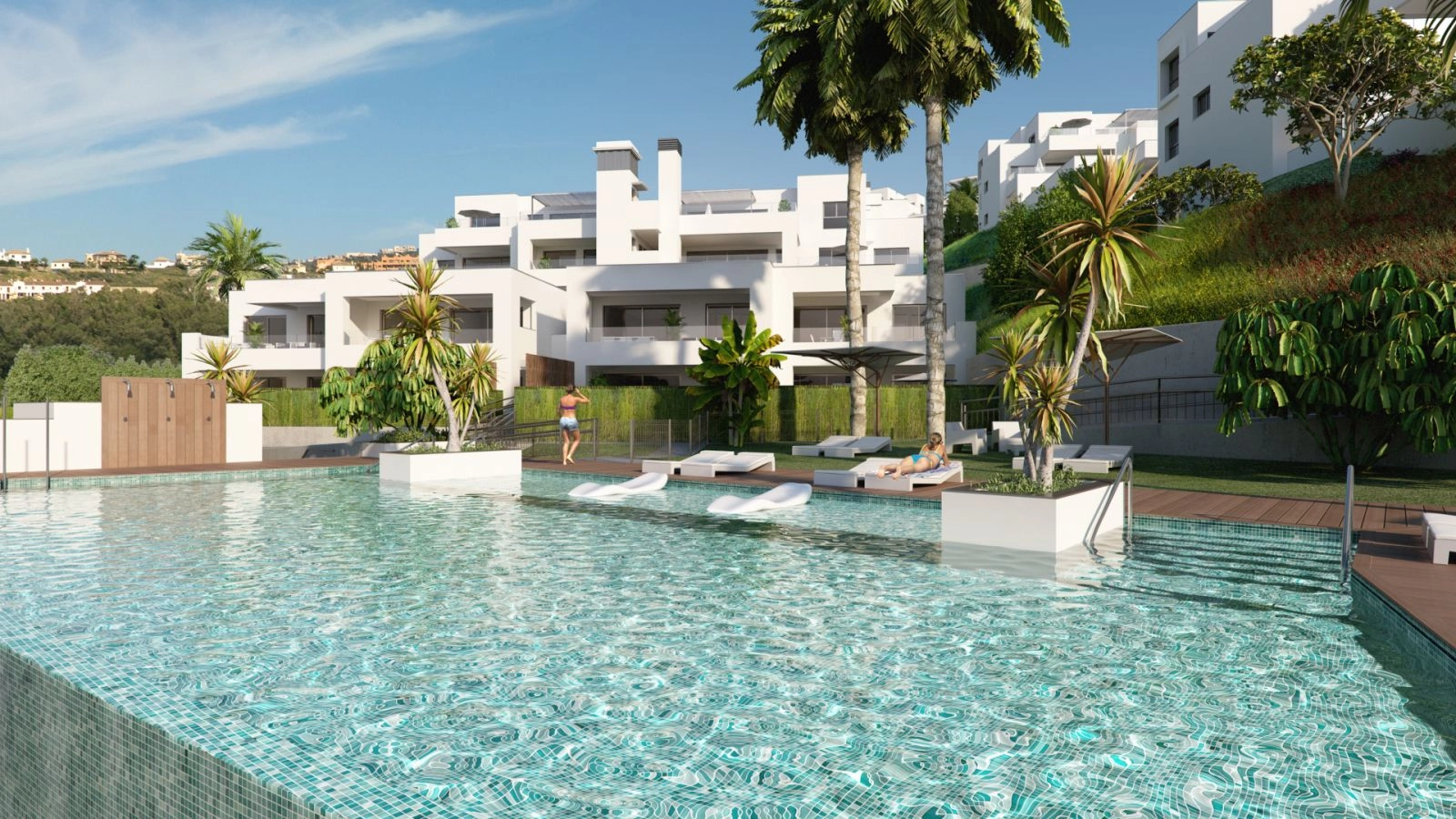 Relájese en una de las piscinas de diseño, enclavadas en preciosos jardines paisajísticos.