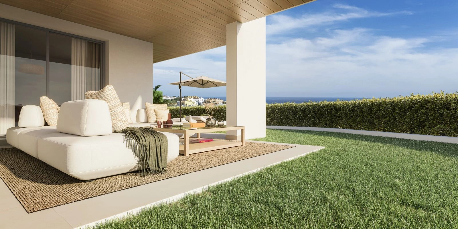 Los apartamentos en planta baja cuentan con amplios jardines privados, extendiendo su espacio habitable al hermoso exterior.