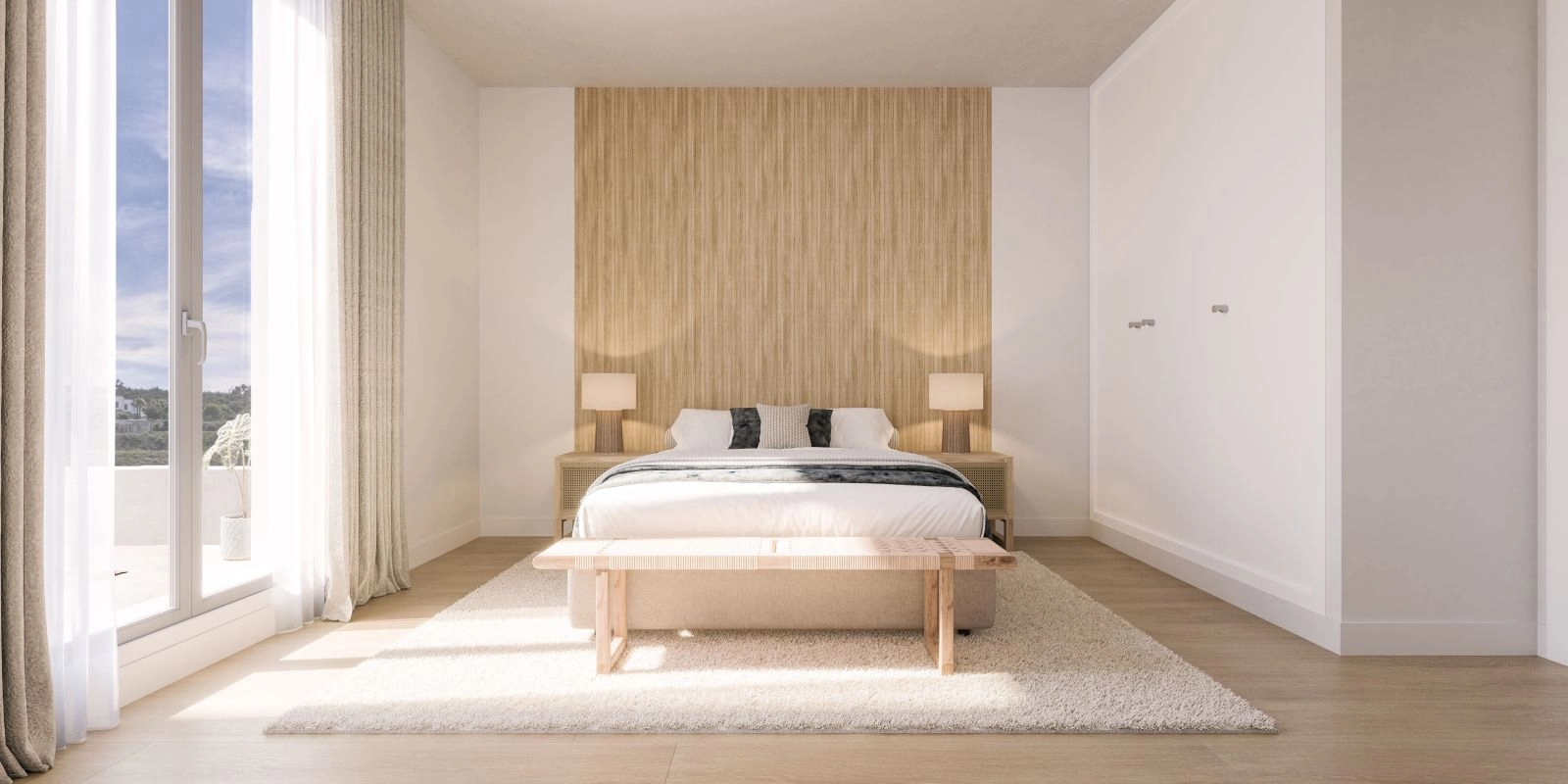 Los dormitorios de diseño elegante ofrecen un espacio tranquilo para el descanso y la relajación, llenos de luz natural.