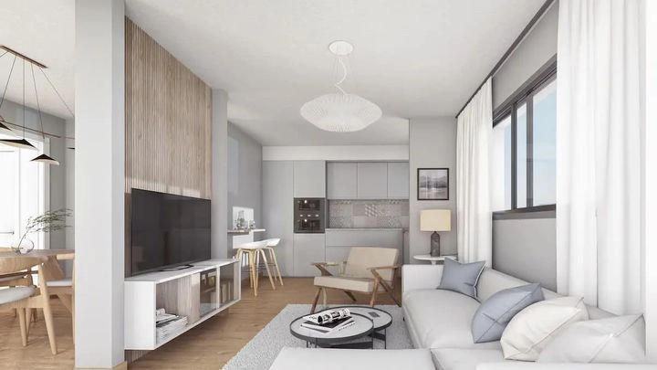 Un ejemplo de un espacio de vida elegante, mostrando la versatilidad del diseño interior.