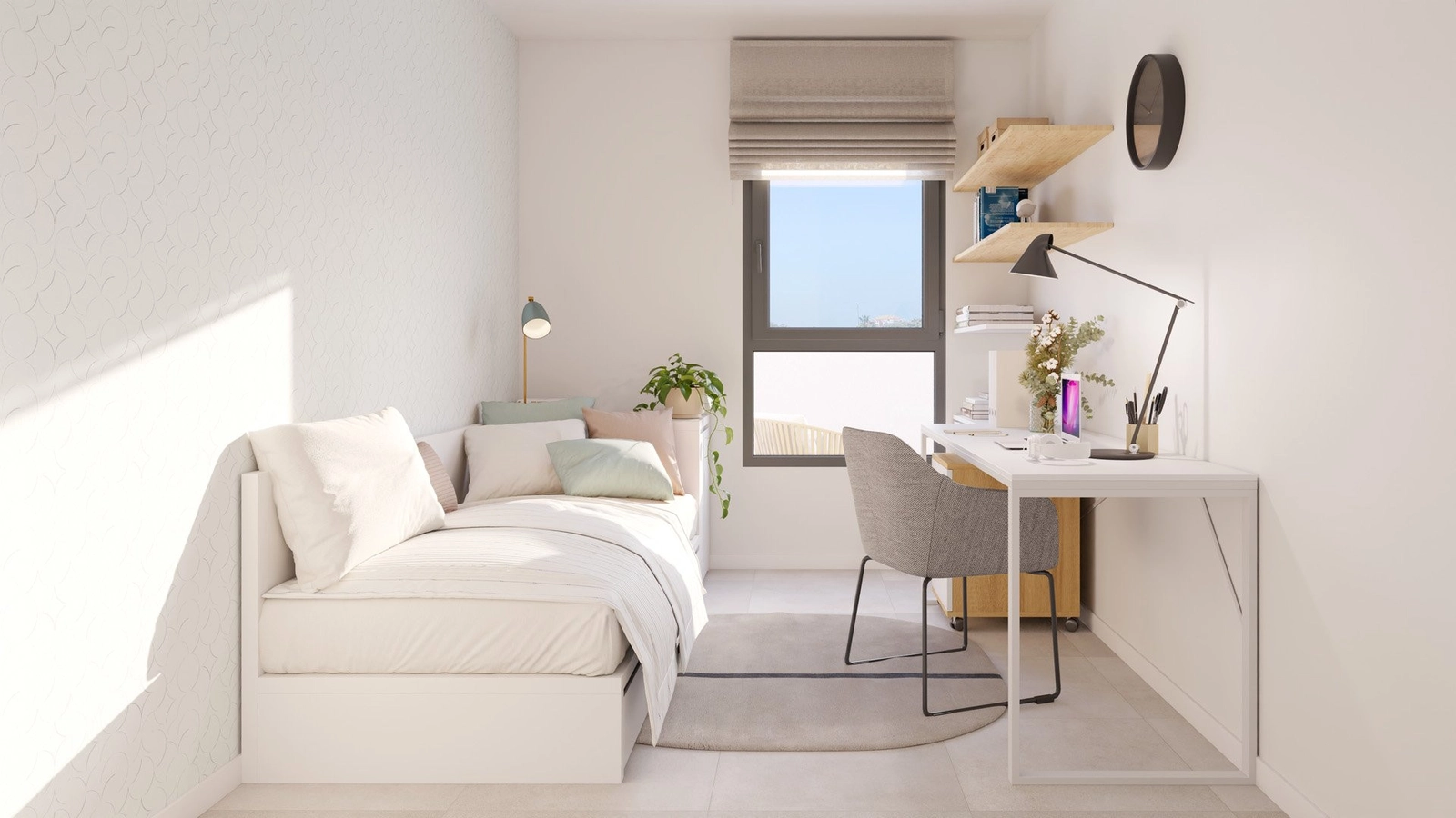 Un versátil segundo dormitorio, perfecto como habitación de invitados, habitación infantil o espacio de oficina en casa.