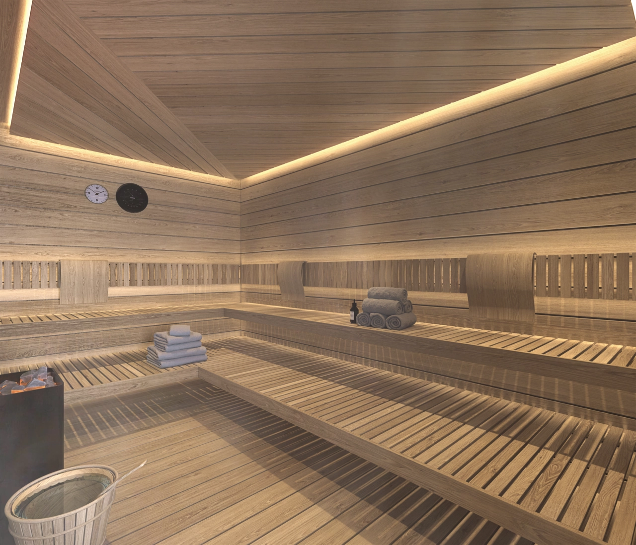 Relájese y rejuvenezca en el spa para residentes, que cuenta con una sauna y un baño turco de diseño exquisito.