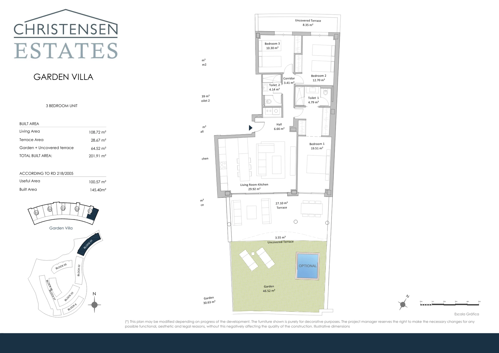 Villa con jardín de tres dormitorios – Interiores espaciosos conectados a una amplia terraza y jardín privado, perfectos para la vida al aire libre.