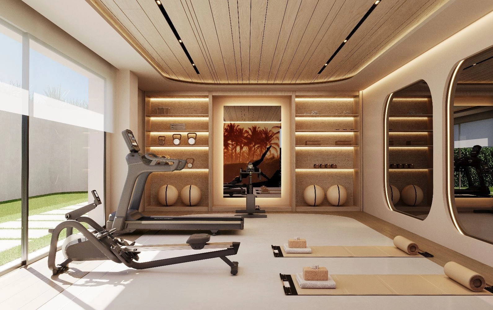 El gimnasio de última generación, completamente equipado, permite un entrenamiento completo en un espacio bellamente diseñado.