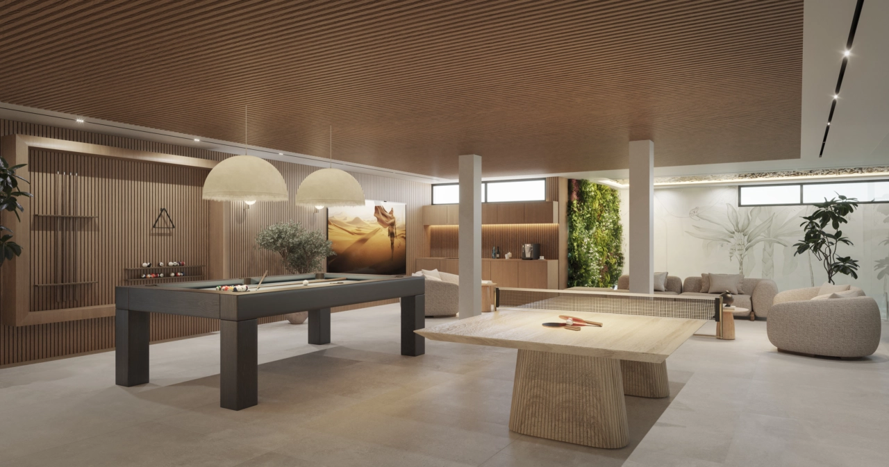 El salón social ofrece un espacio perfecto para que los residentes se relajen y socialicen.