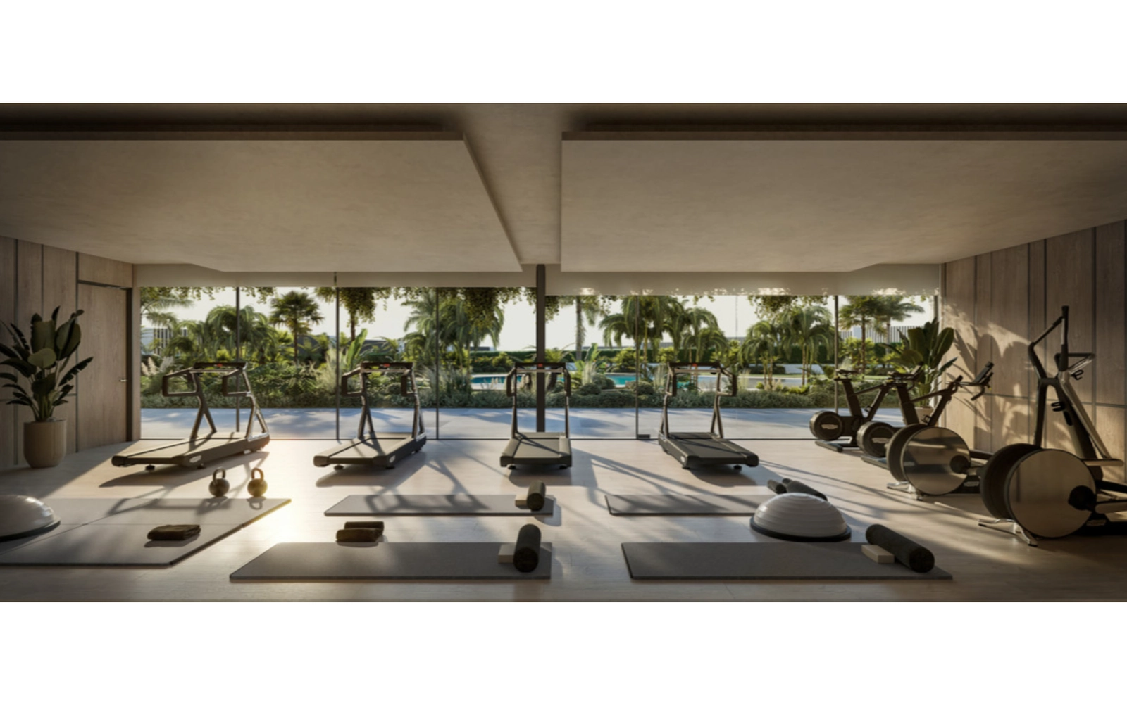 El gimnasio de última generación está totalmente equipado para su rutina de salud y bienestar.