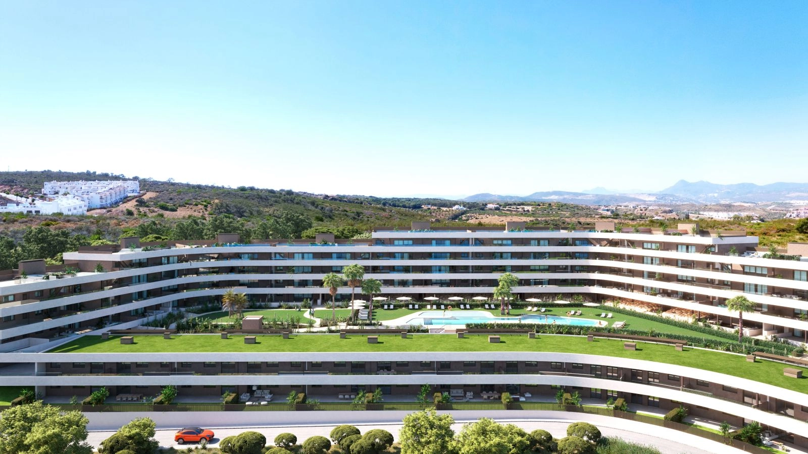 El diseño escalonado de la promoción garantiza que muchas residencias disfruten de vistas óptimas y luz natural.