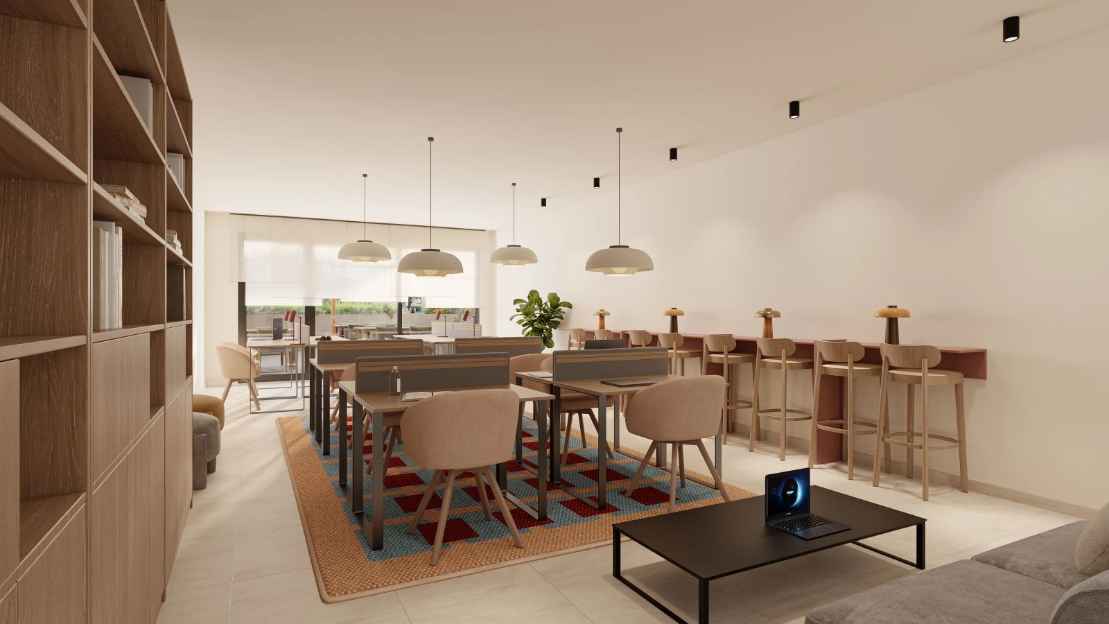Un moderno espacio de co-working diseñado para la productividad y el confort, perfecto para la nueva forma de trabajar.