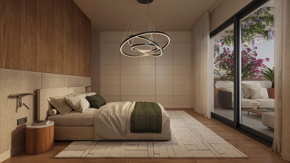 Los dormitorios están diseñados como santuarios personales de calma y confort, con acceso directo a los espacios exteriores.