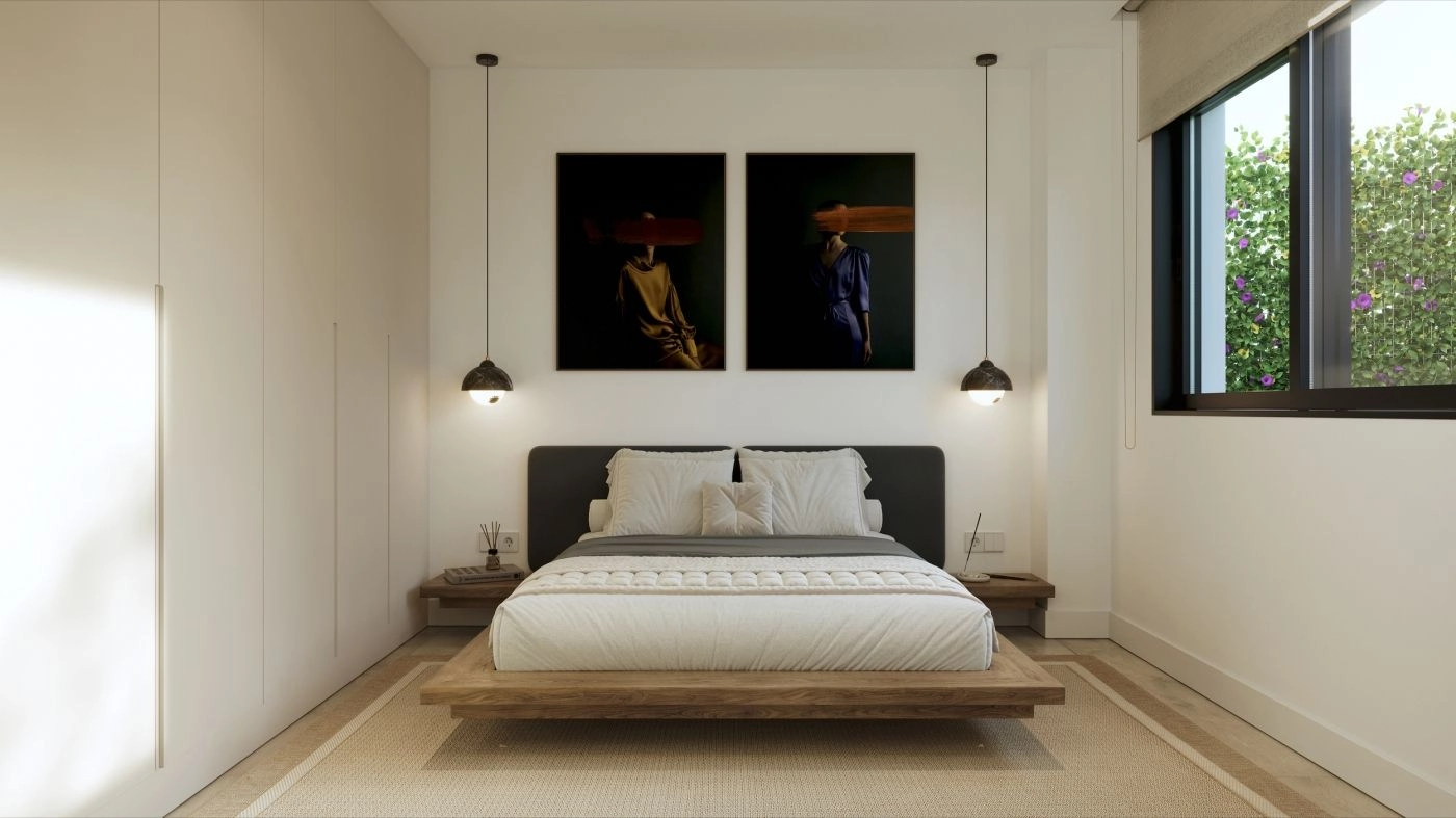 Elegantes dormitorios principales que ofrecen un refugio de paz con toques de diseño moderno.