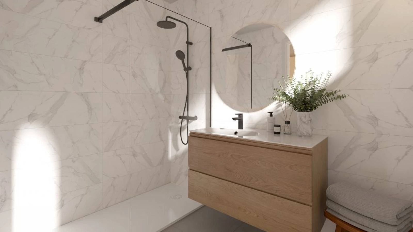 Baños contemporáneos con materiales de alta calidad y diseño moderno para una experiencia tipo spa.