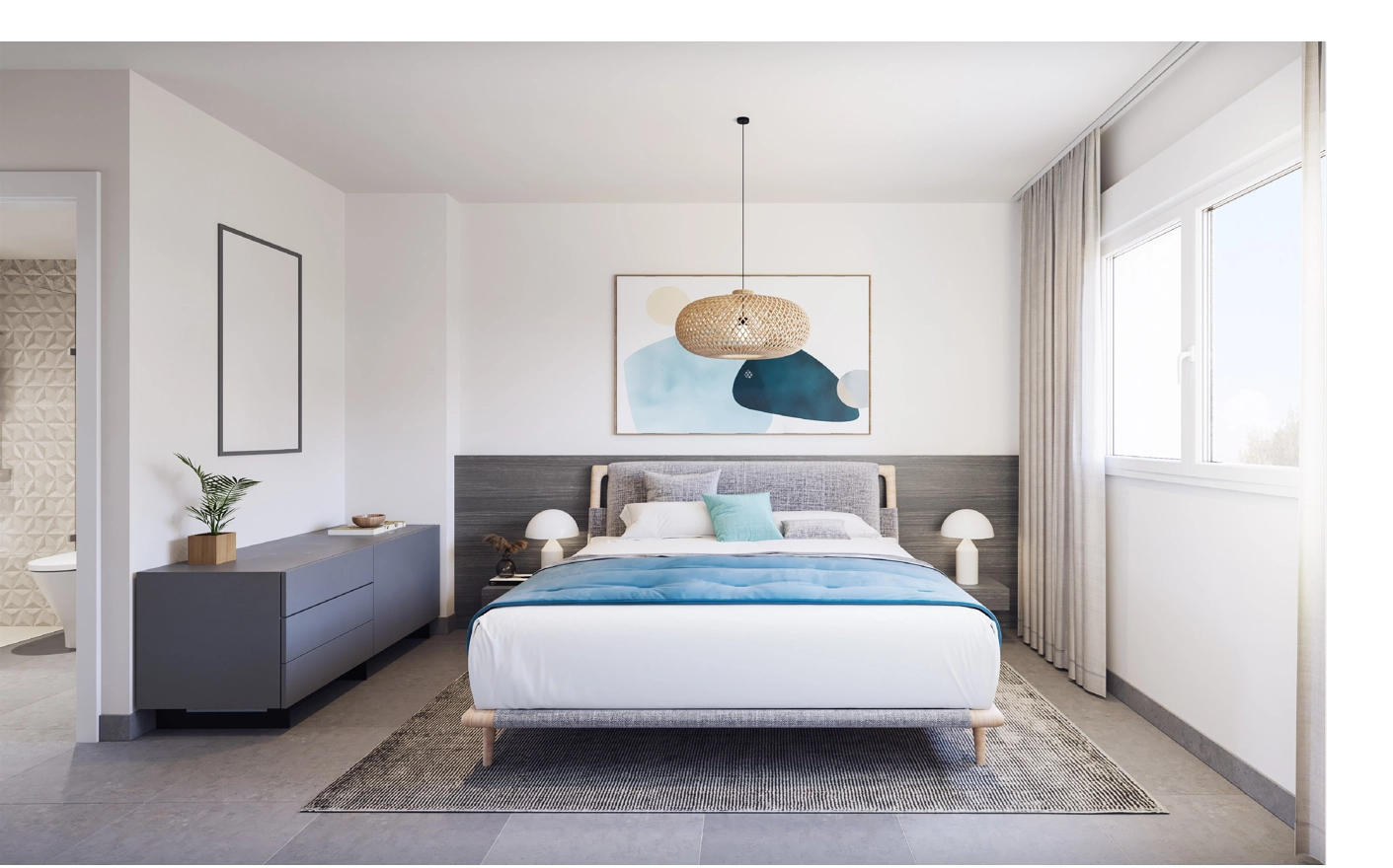 Relájese en el tranquilo dormitorio principal, su refugio personal y confortable.