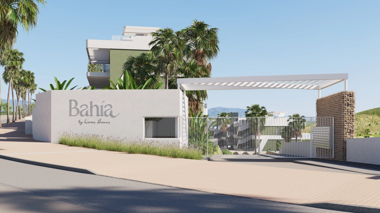 La entrada segura y elegante a esta exclusiva urbanización residencial en Mijas.