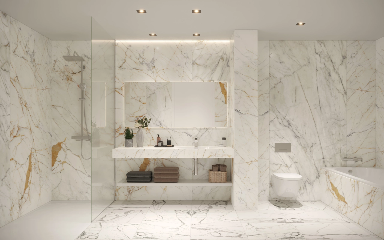 Baños de lujo con materiales de alta calidad y diseño contemporáneo.