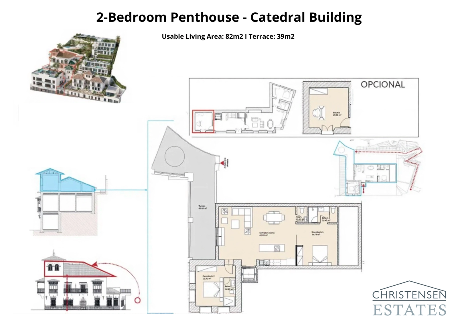 Un ático de dos dormitorios bien diseñado en el histórico edificio Catedral, que cuenta con una amplia terraza para disfrutar de las vistas panorámicas.