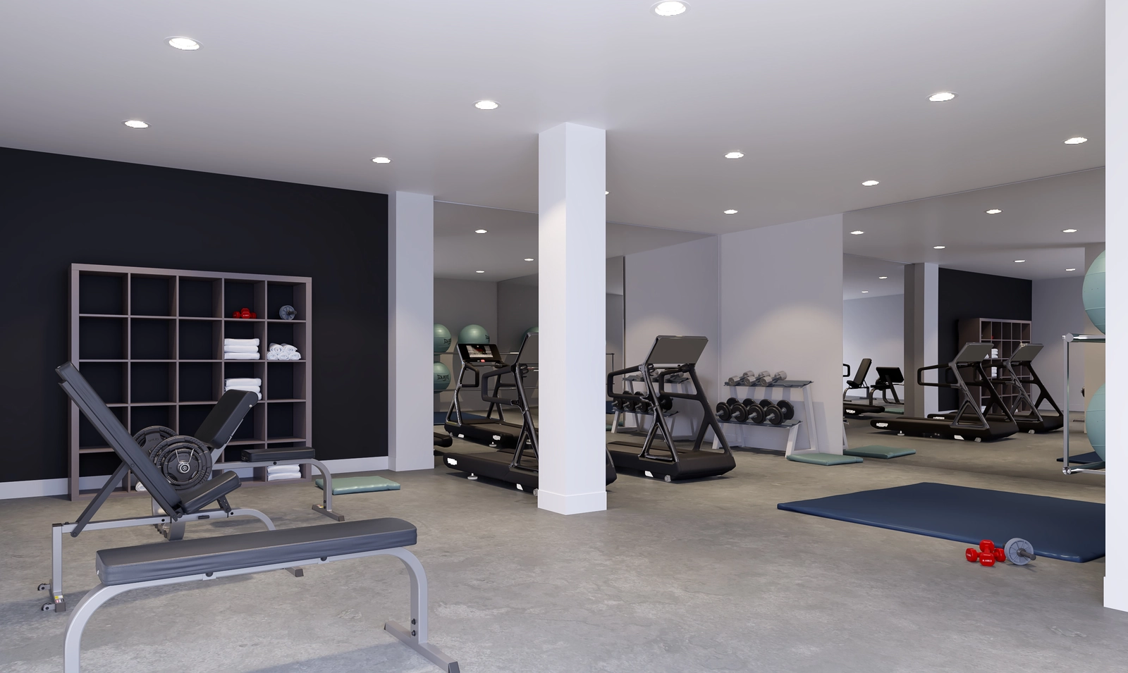 El gimnasio en la urbanización, totalmente equipado y disponible para que los residentes mantengan un estilo de vida activo.