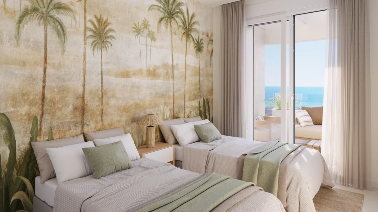 Los cómodos dormitorios de invitados están llenos de luz, ofreciendo vistas y una atmósfera tranquila.