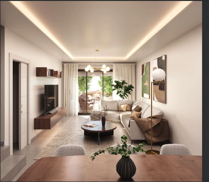 Un espacio abierto y acogedor de salón y comedor que conecta a la perfección con el exterior.