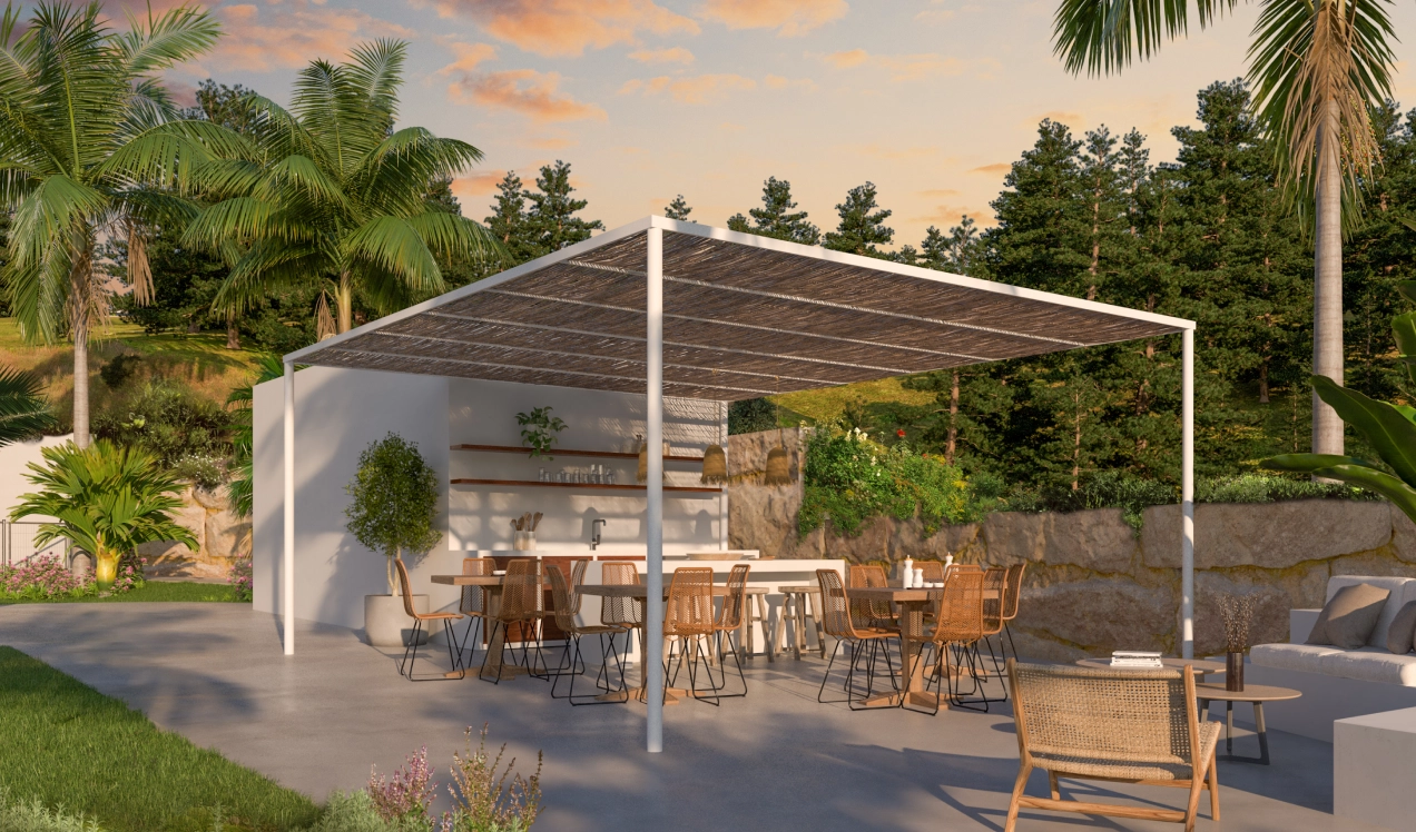 Una zona dedicada al relax y barbacoa para reuniones sociales con familiares y amigos.