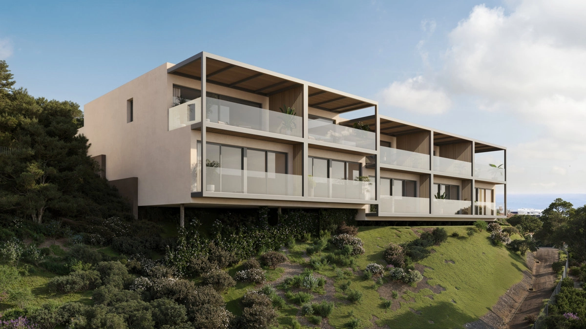 Arquitectura moderna diseñada para integrarse armoniosamente con el paisaje natural.