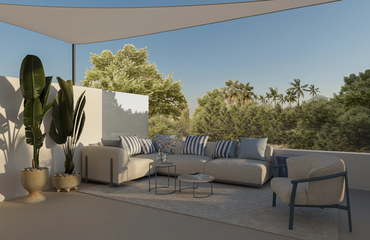 Una amplia terraza diseñada para disfrutar cómodamente de la vida al aire libre y del agradable clima.