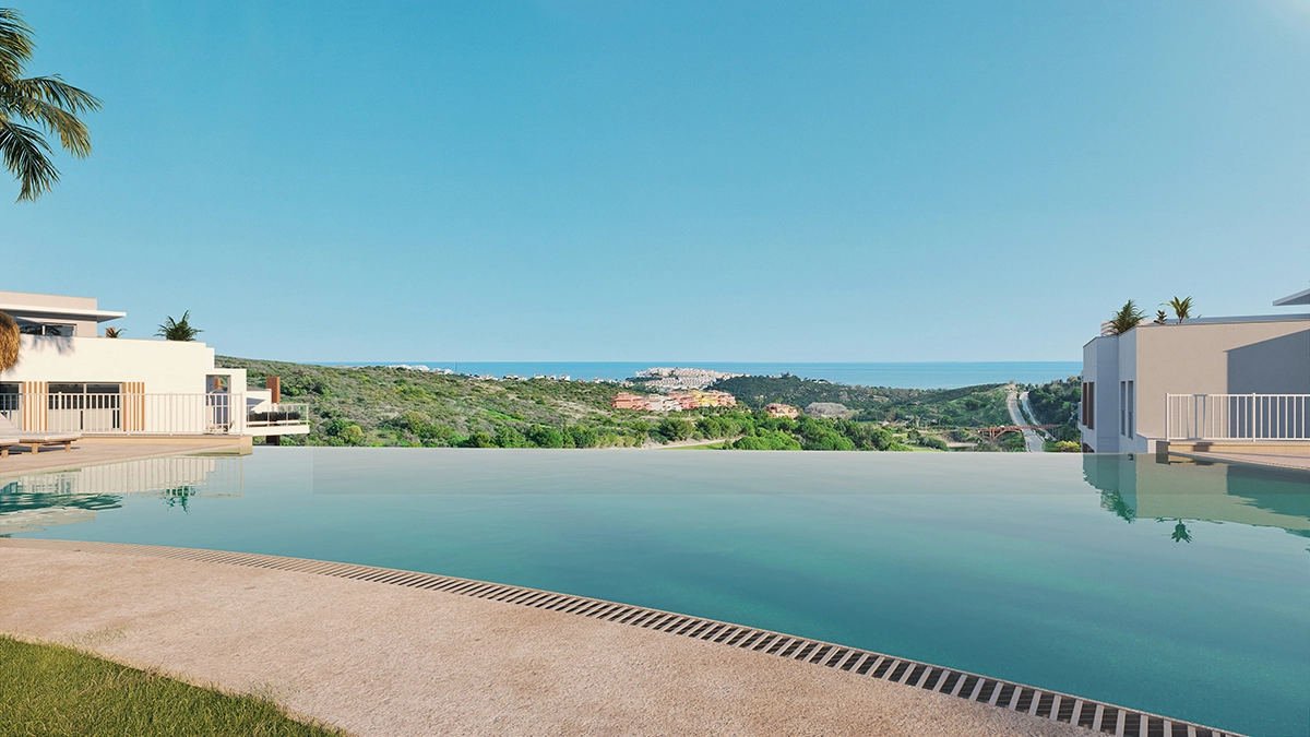 La piscina infinita ofrece impresionantes vistas ininterrumpidas del mar Mediterráneo.