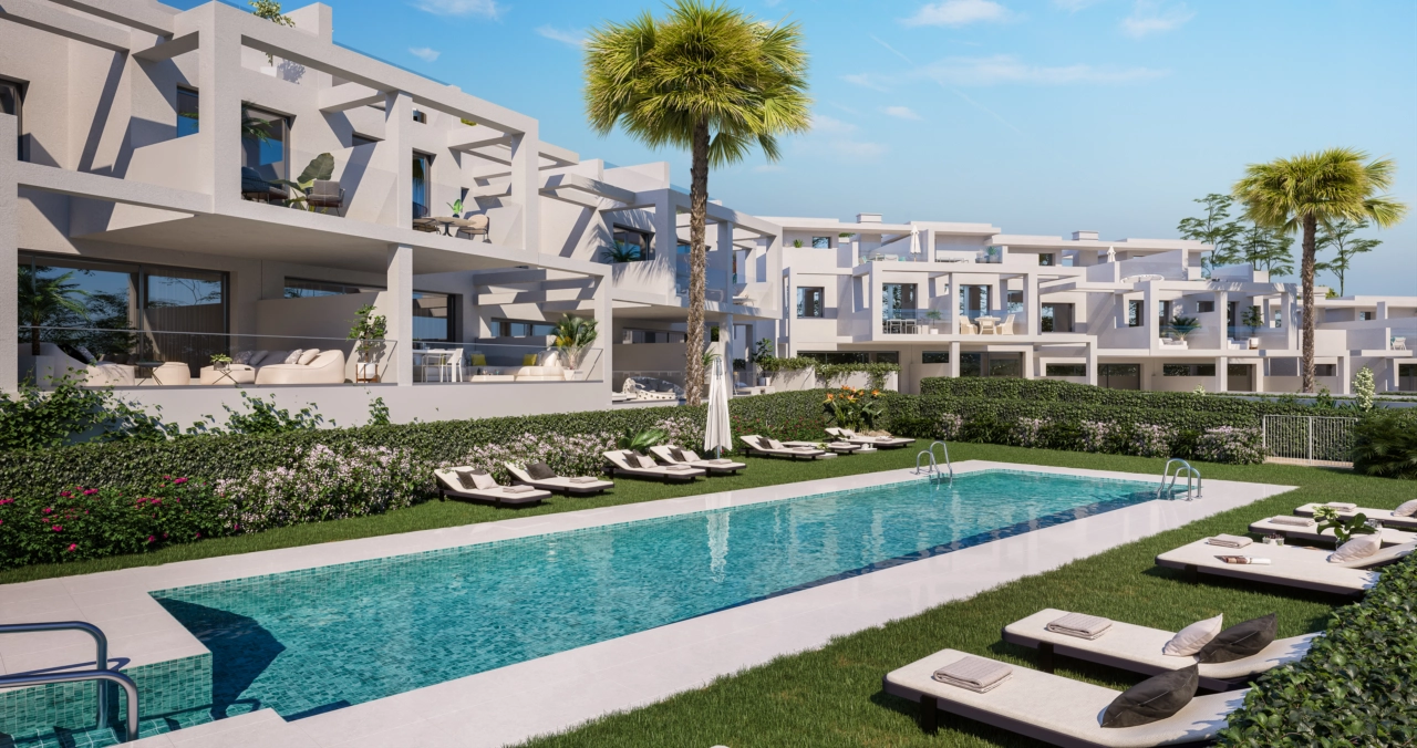 Los preciosos jardines comunitarios y la gran piscina ofrecen un espacio maravilloso para que los residentes se relajen.