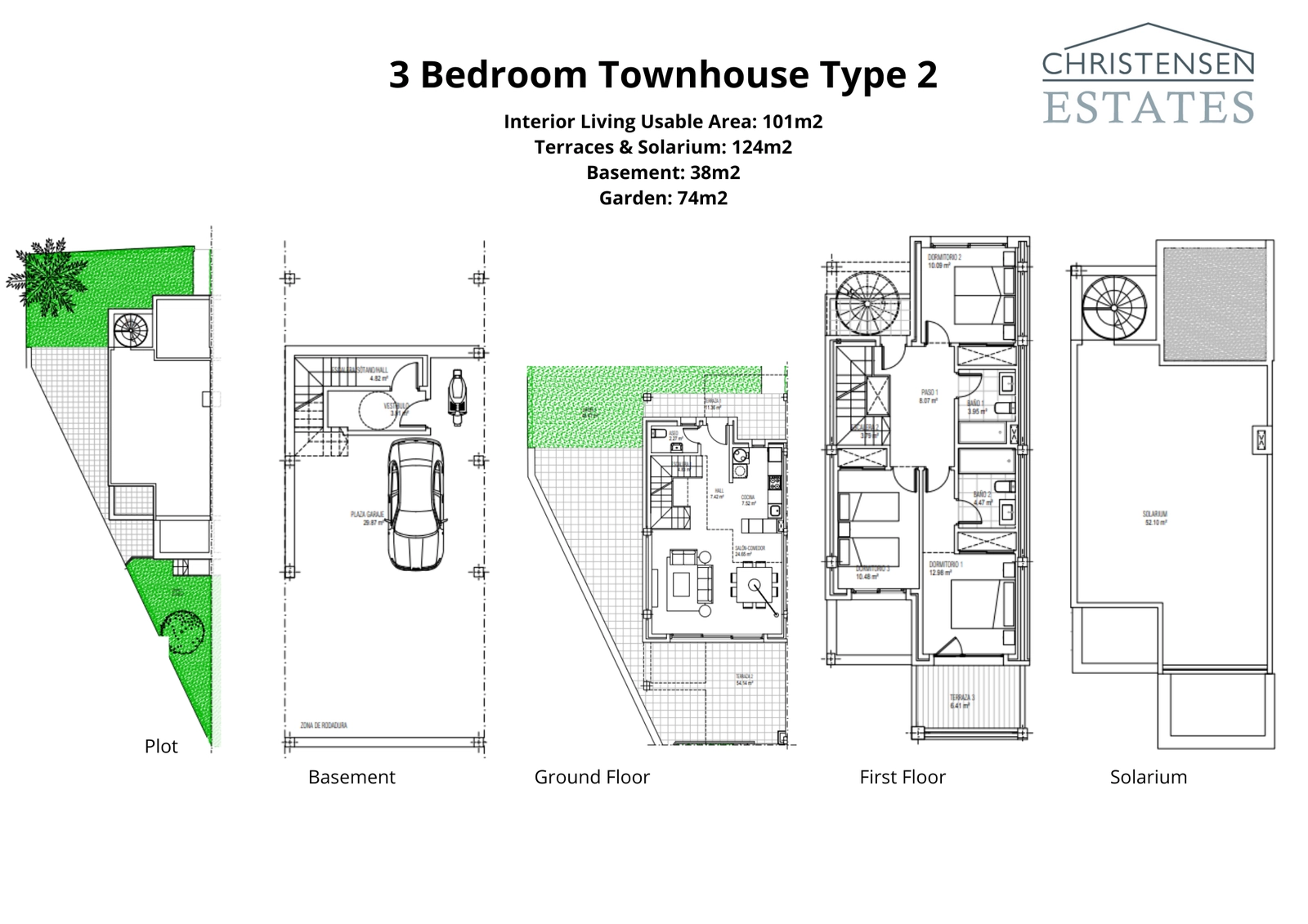 Esta distribución de tres dormitorios Tipo 2 ofrece un reparto inteligente del espacio, con amplias terrazas y solárium para maximizar el disfrute del clima de la Costa del Sol.