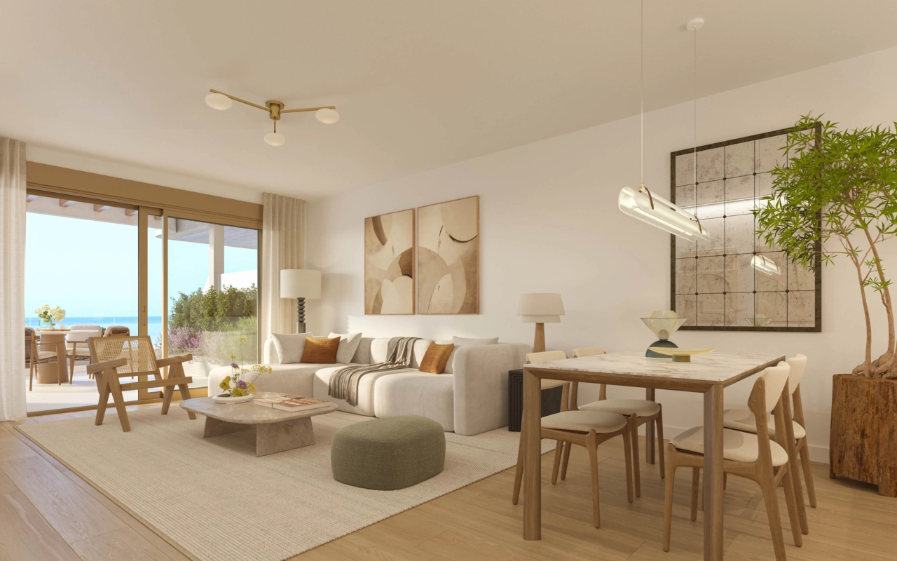 Interiores elegantes inundados de luz natural gracias a sus grandes ventanales.