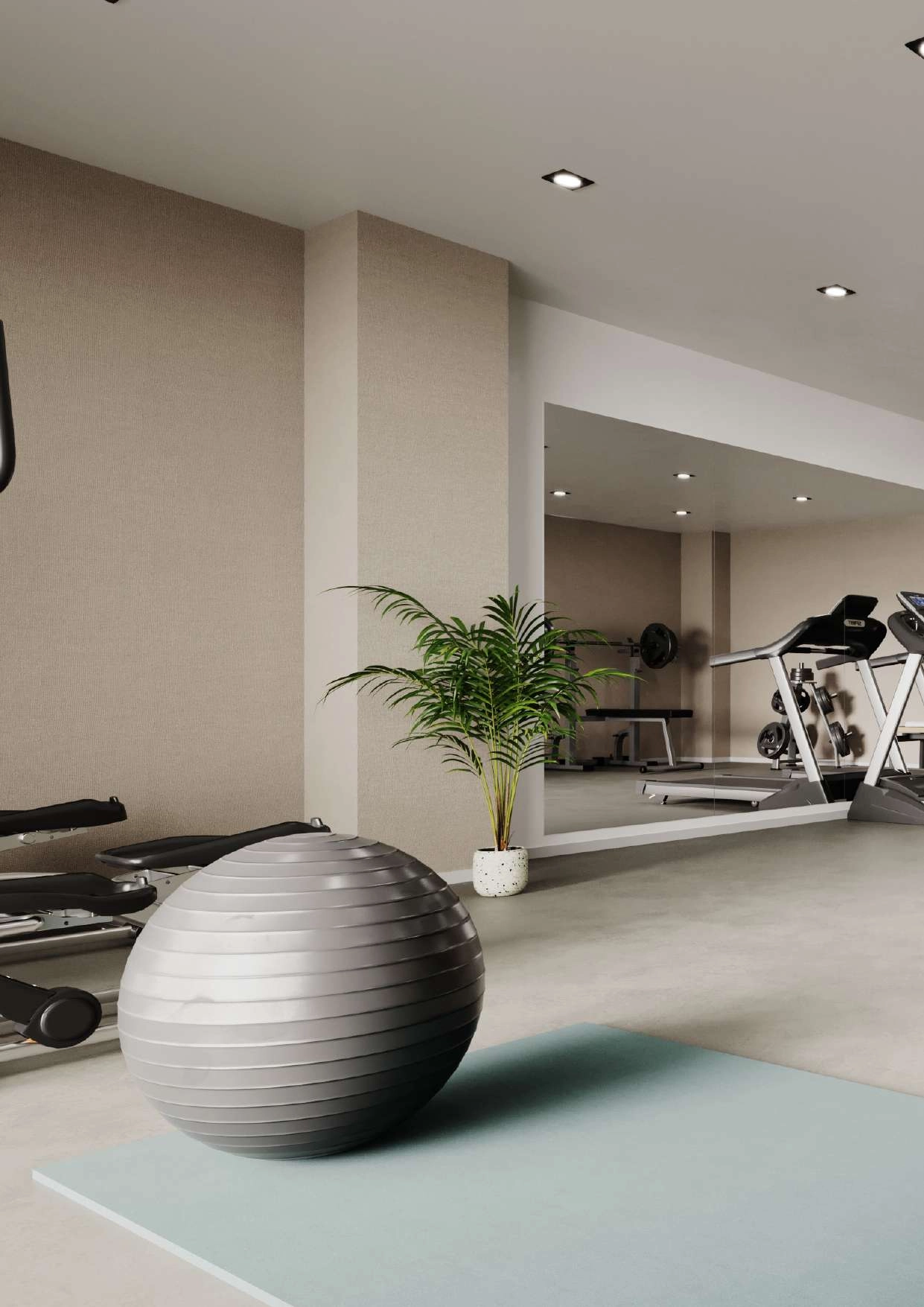 Manténgase activo en el gimnasio moderno y totalmente equipado, diseñado para el uso exclusivo de los residentes.