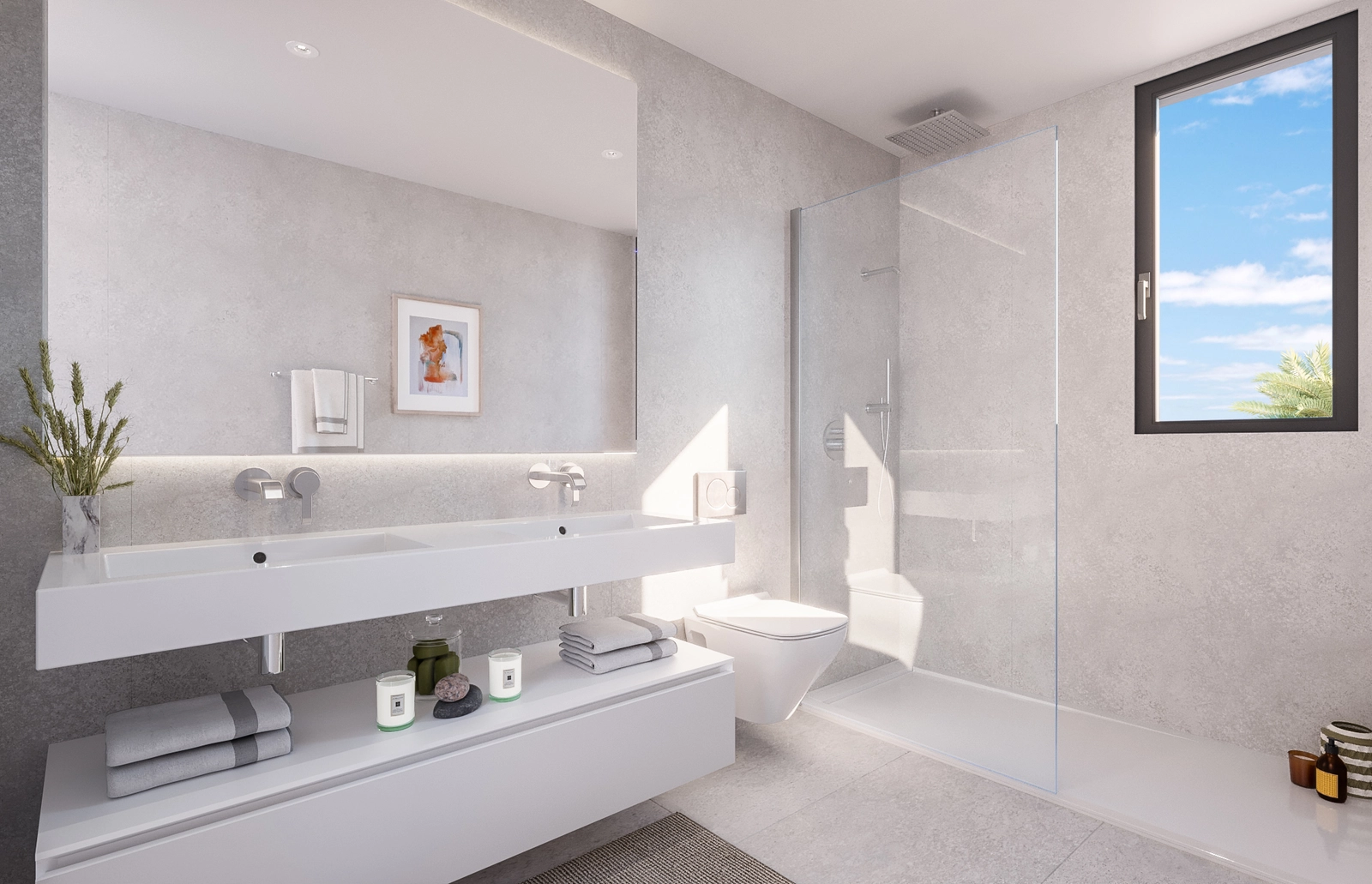 Los elegantes cuartos de baño cuentan con accesorios de primera calidad y diseño contemporáneo para una experiencia tipo spa en casa.