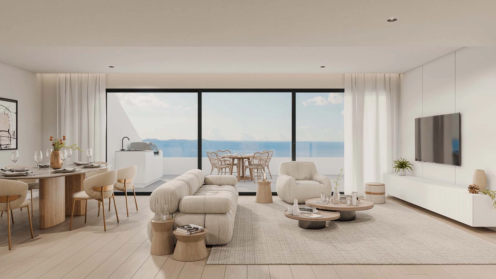 Salones luminosos y ventilados diseñados para conectar a la perfección con el exterior.