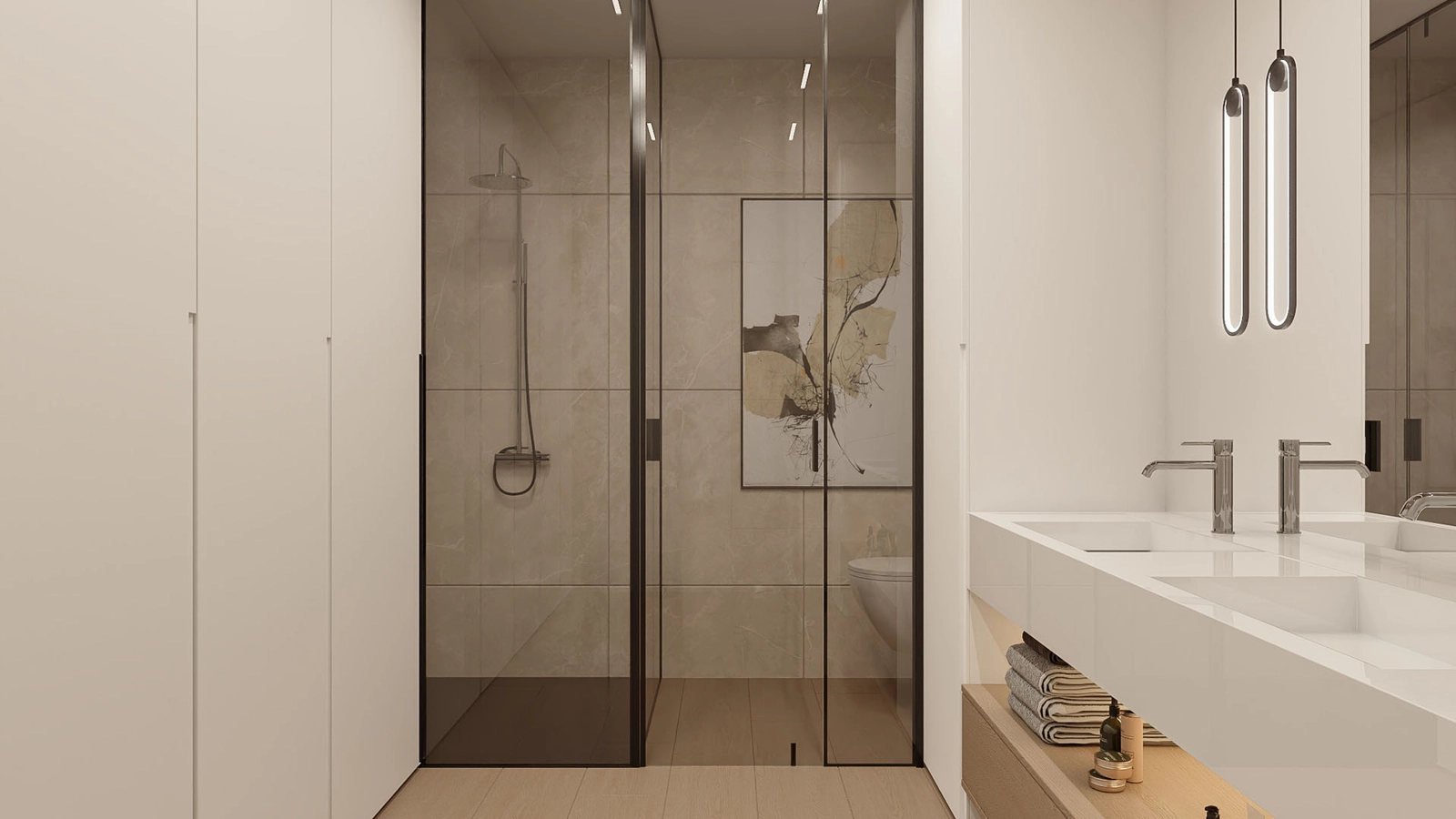 Un cuarto de baño contemporáneo con accesorios de alta calidad y acabados sofisticados.