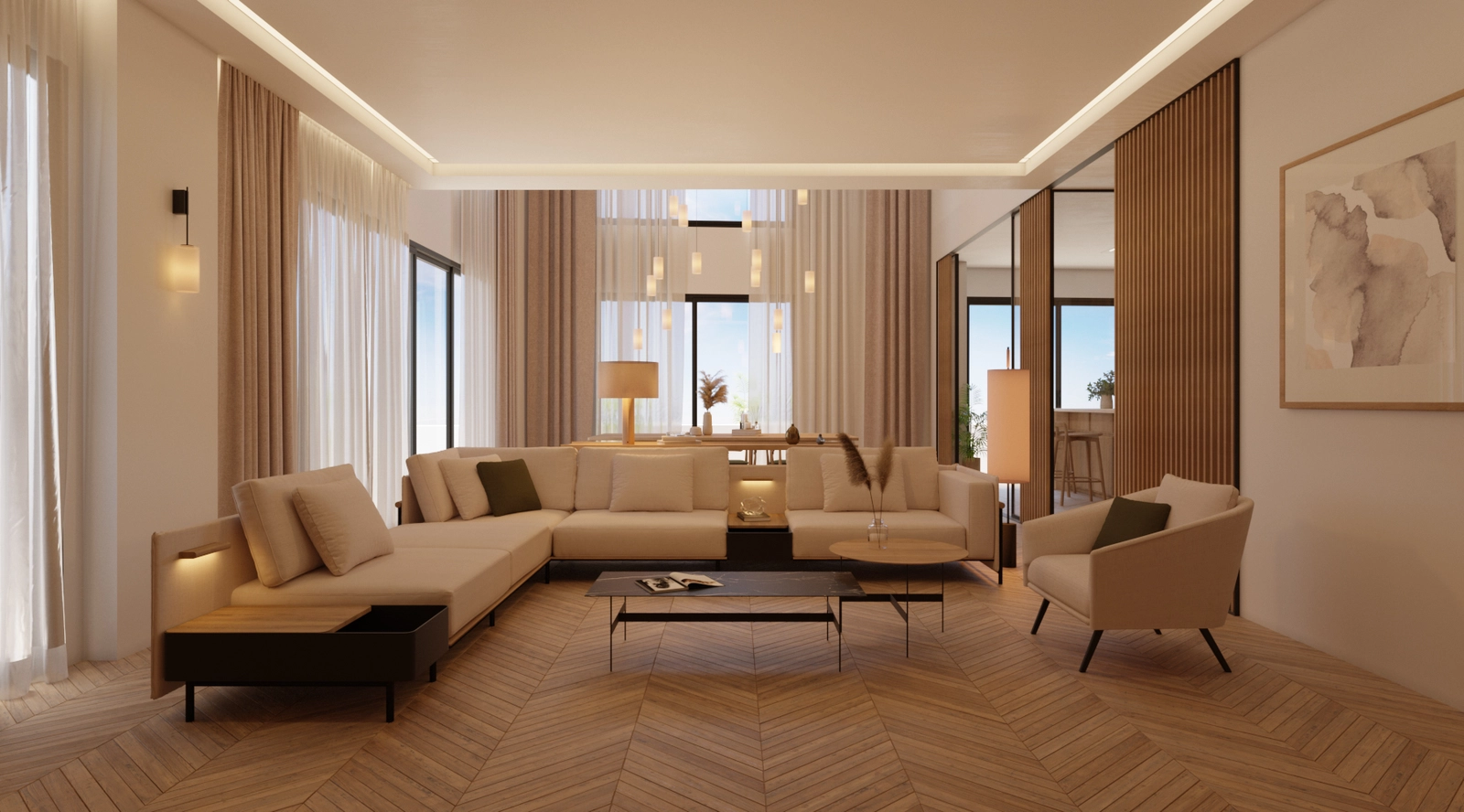 Un refinado salón-comedor, perfecto para recibir invitados.