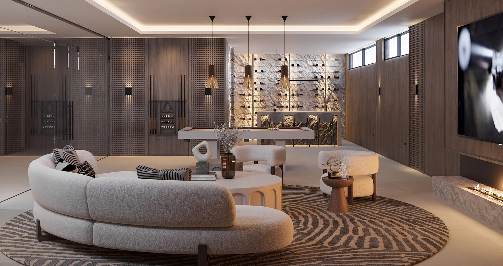 Los amplios sótanos se pueden personalizar para convertirlos en un cine en casa, un gimnasio privado o una sala de ocio, adaptándose a su estilo de vida.