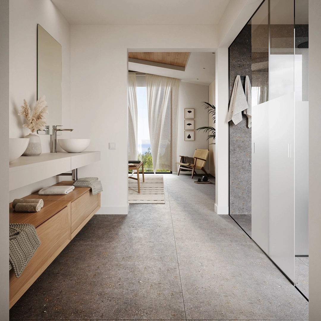 Elegantes y modernos cuartos de baño equipados con accesorios y acabados de alta calidad para una experiencia de spa en casa.