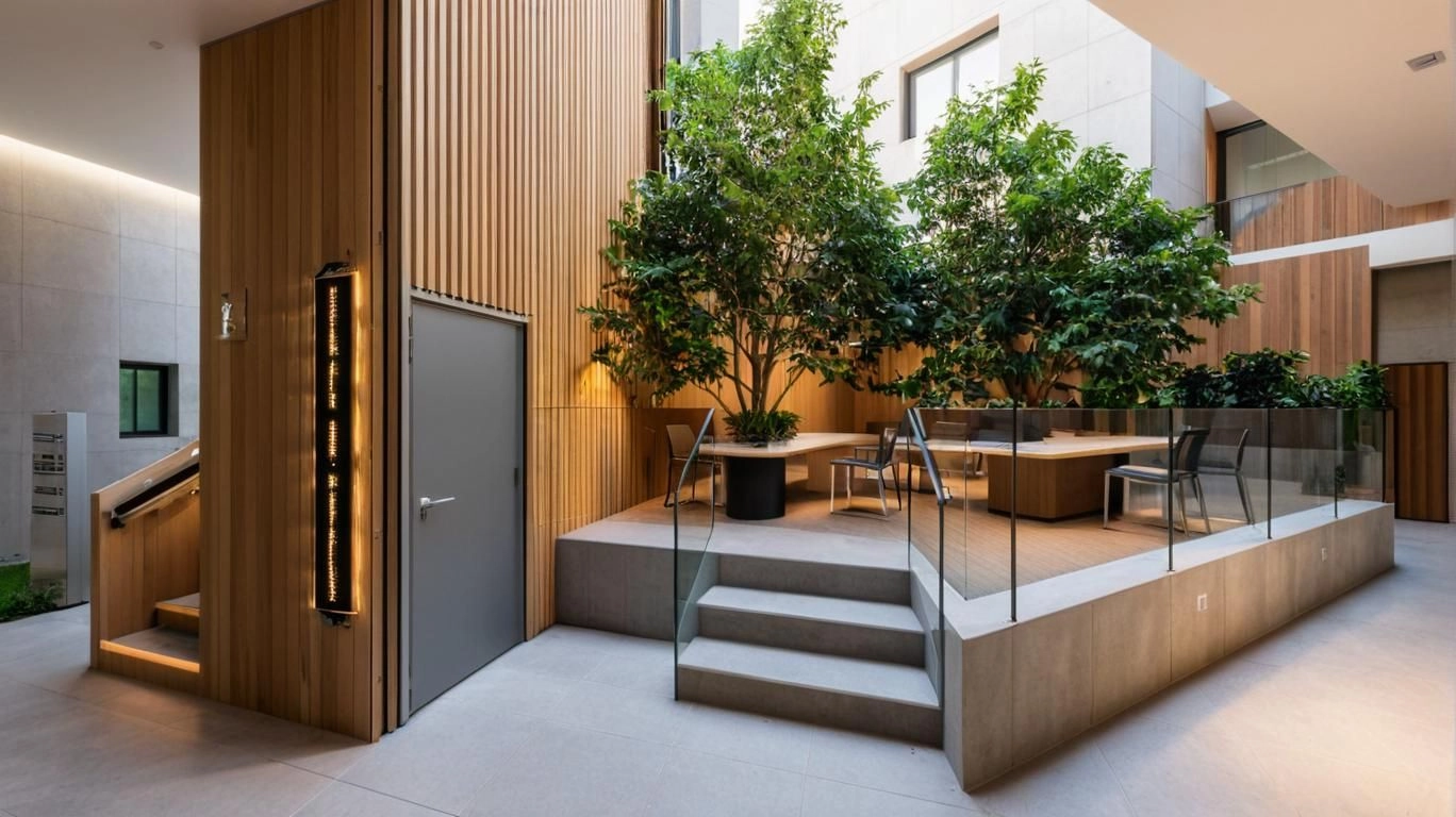 Un innovador espacio de co-working al aire libre donde la luz natural, el aire fresco y el diseño contemporáneo mejoran la productividad y el bienestar.