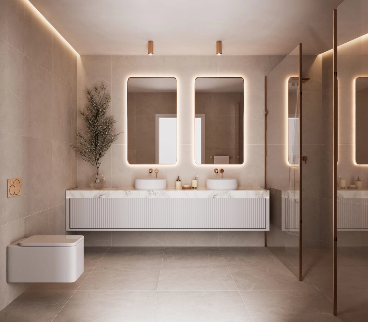 Baños contemporáneos diseñados con elegancia y acabados de primera calidad.