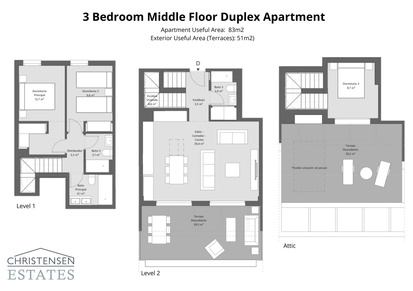 Descubra el diseño inteligente de este dúplex de tres dormitorios, que ofrece múltiples terrazas en dos niveles para maximizar la luz solar y las vistas de la Costa del Sol.