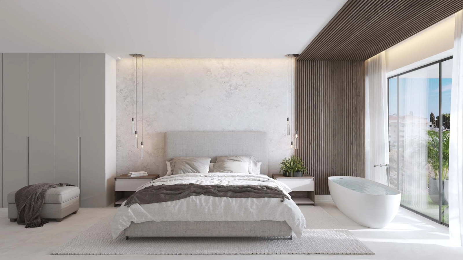 La suite principal es un santuario de confort y estilo, con una elegante bañera integrada.